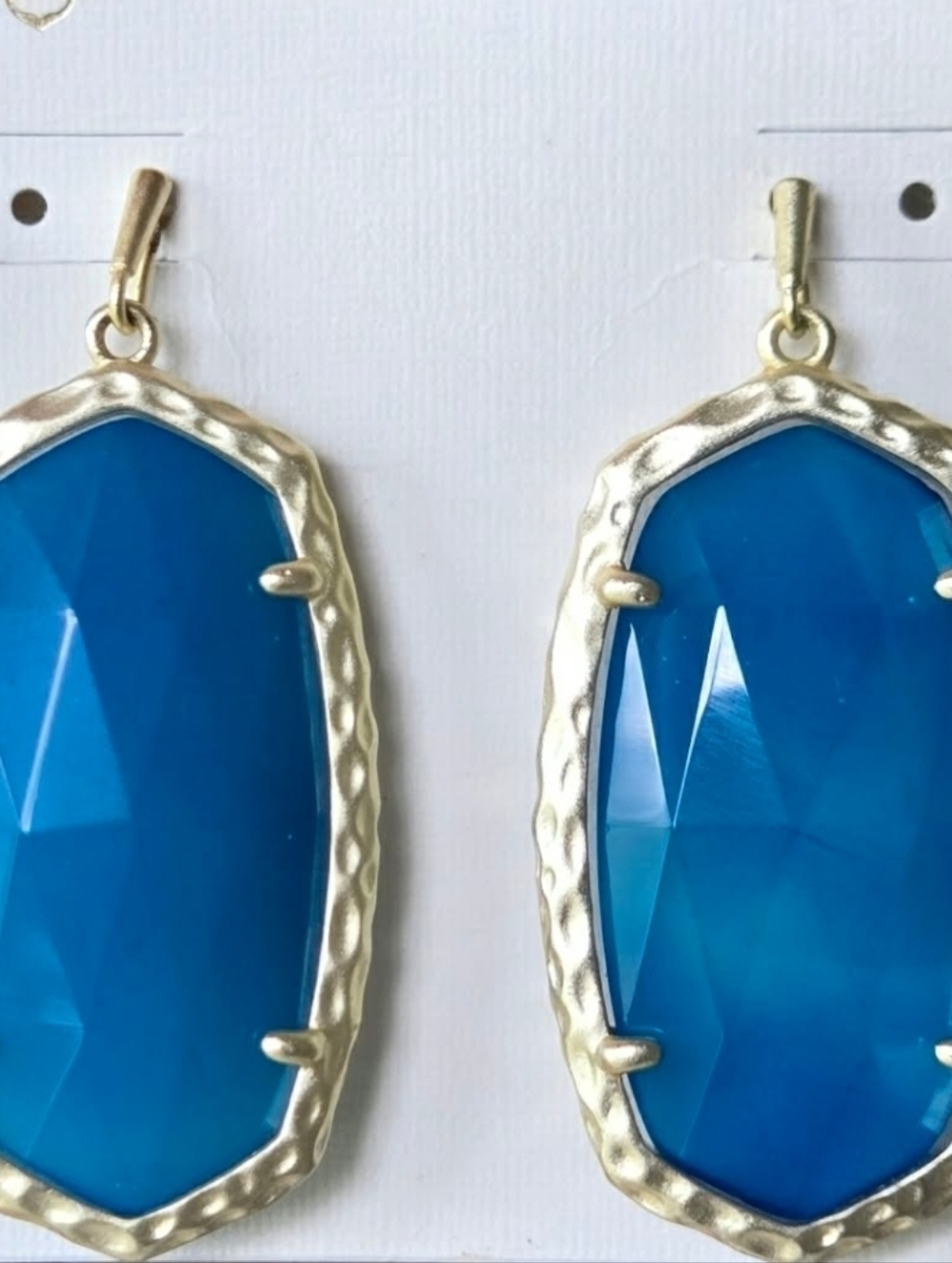Kendra Scott Teal Blue Banded Agate Ella Earrings - Picture 3 of 4